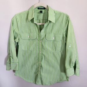 Ladies Green and White Striped Blouse